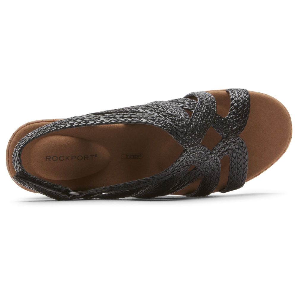 Rockport Womens Sandals Black - Briah Braided - UK 267-IRBVTU